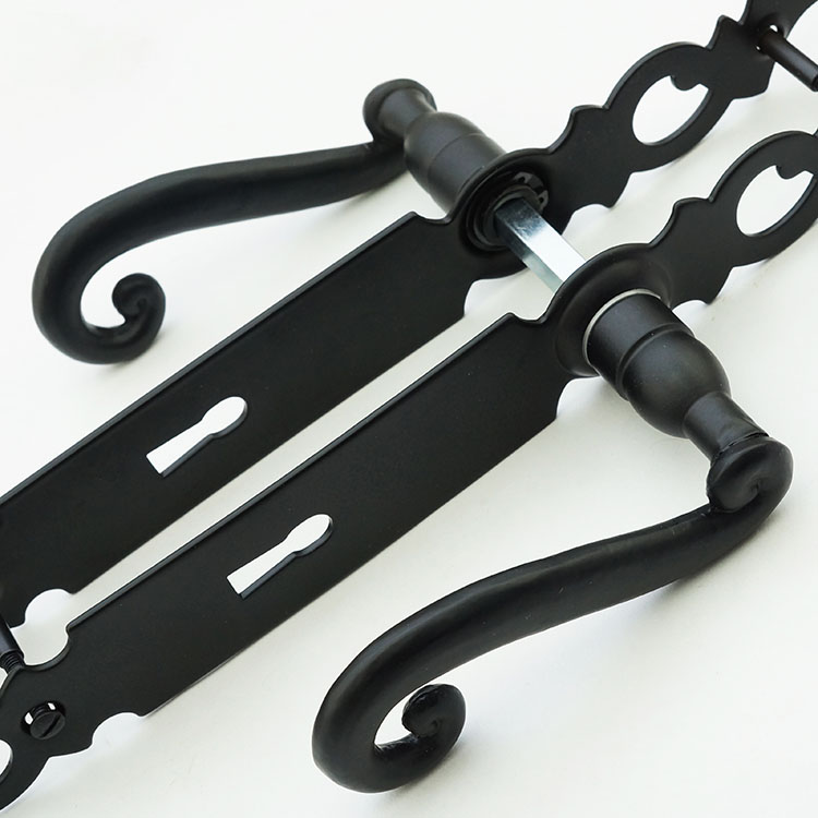 Black Vintage Wrought Iron Door Handle Sets For Iron Doors Unity