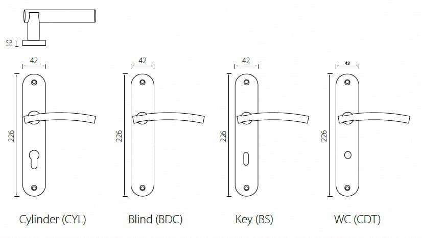 SP13 French door handle set for 70-85mm mortice lock centers - Door Handle - 2