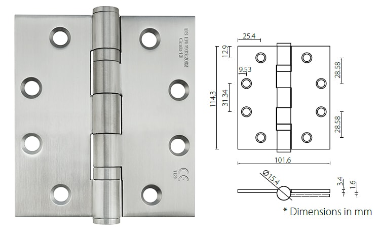 Door hinge 4 5 x 4 x3 4mm Square/Radius Corner Ball bearing Type