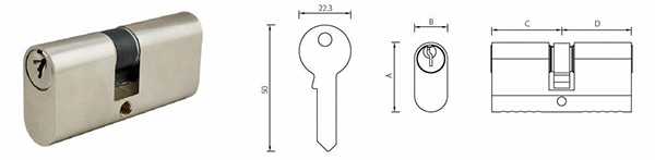 OCS-B101 Brass oval profile cylinder with single cam design - Euro Cylinder - 1