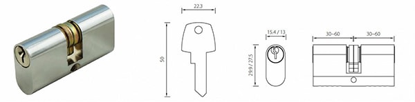 OCS-B201 brass oval euro cylinder double cam design - Euro Cylinder - 1