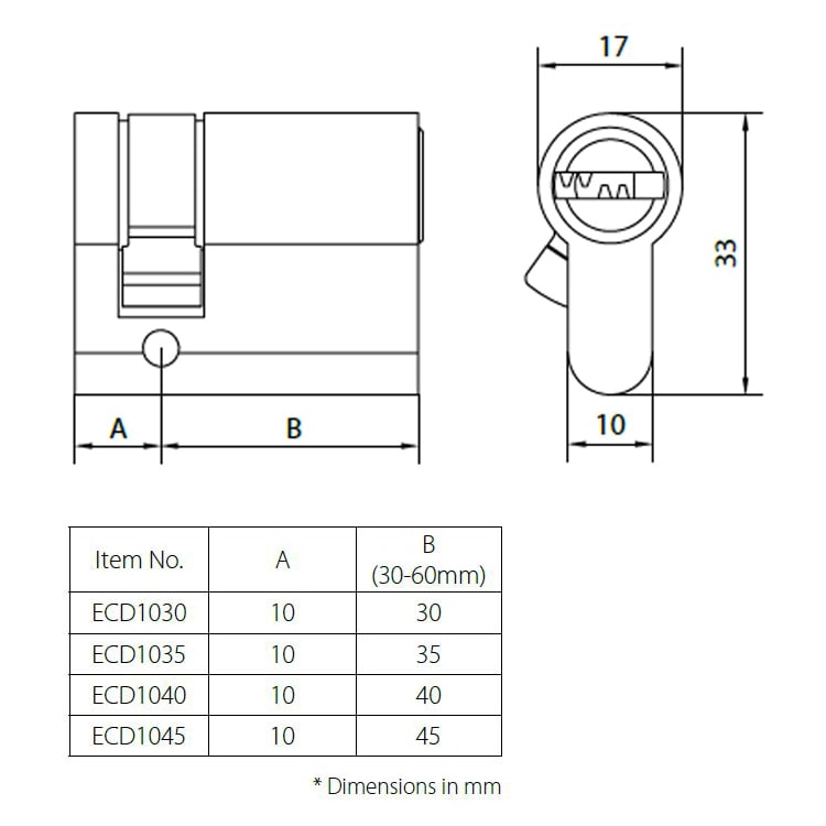 ecd1030-single-profile-half-euro-cylinder-with-asymmetrical-sizes