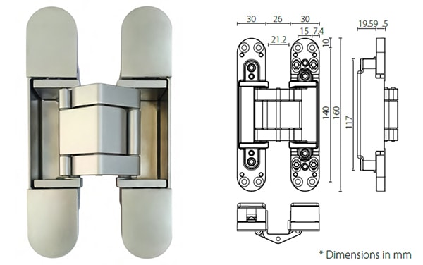 HAC208 zinc alloy adjustable concealed hinges for doors weighted 80kg - Door Hinge - 1