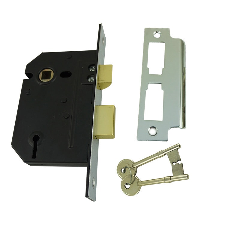 3 Lever Mortice Lock Sash Lock, 64mm (2.5”) & 76mm (3”) Case, 2 Forend