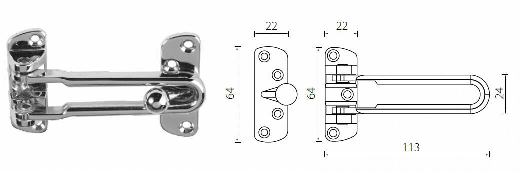 DGZ01 zinc alloy safety door guard, Satin Nickel - Accessories - 1