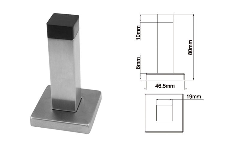 Wall mount square door stop DSS14 - Door Stop - 1