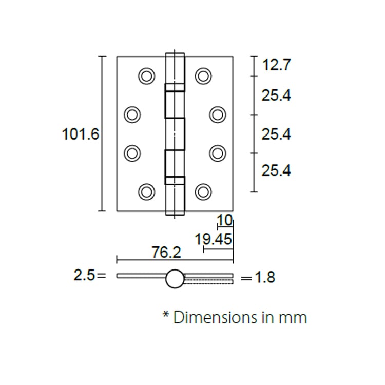 Matte black door hinges HB403025-BK: CE/EN/UL/UBC/NFPA tested