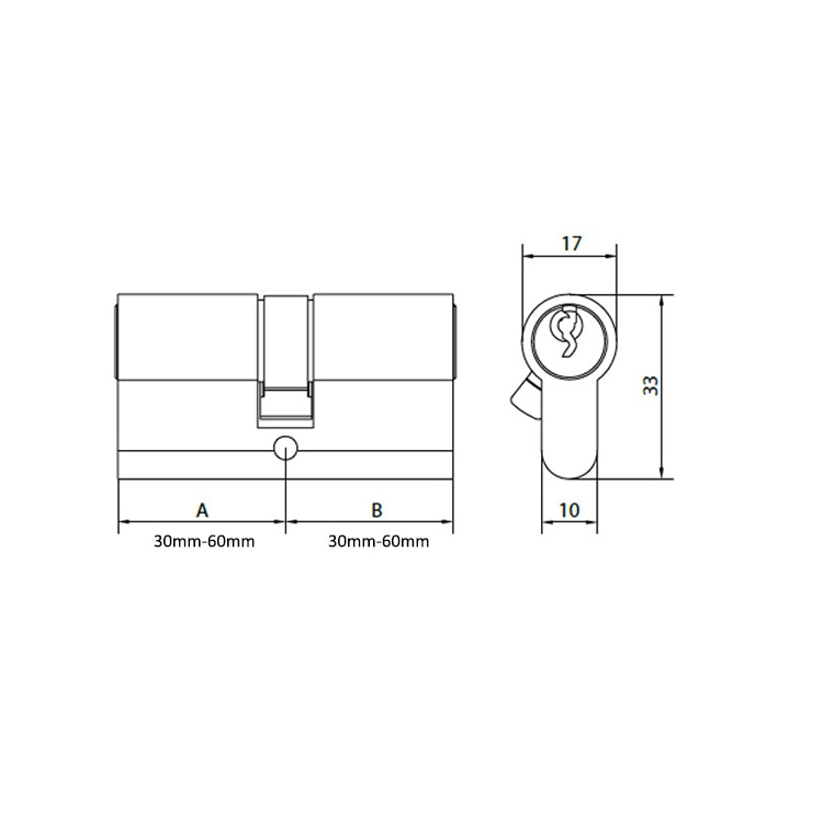 black-nickel-euro-profile-cylinder-custom-size-function