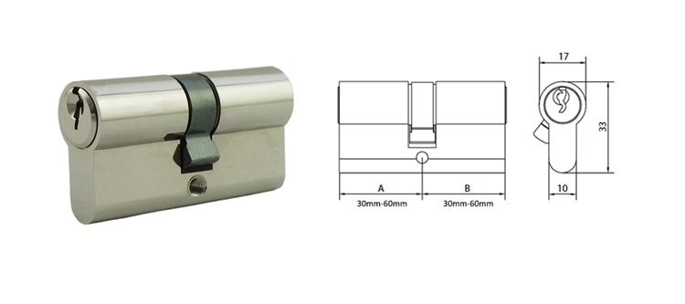 Nickel plated mortise lock cylinder,custom specification - Euro Cylinder - 1